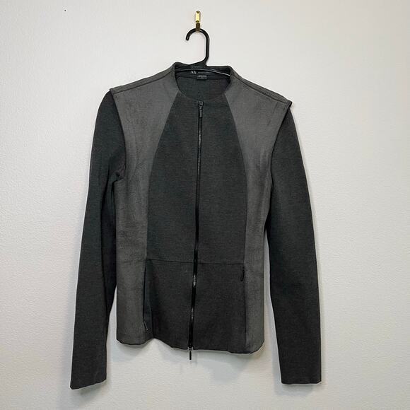 Armani Exchange Two Tone Gray Full Zip Jacket Moto Biker Style Medium - Picture 1 of 5